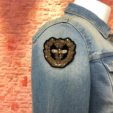 Load image into Gallery viewer, 2 Handmade 3D Gold Bee & Crown Patch Applique