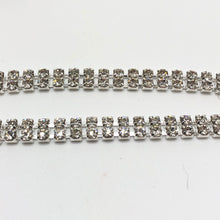 Load image into Gallery viewer, Crystal 2 Rows of Close Silver Strass Rhinestone Chain