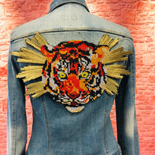 Load image into Gallery viewer, Extra Large Bright Orange & Gold Tiger Head Embroidered Applique  Patch (NEEDS ATTENTION)