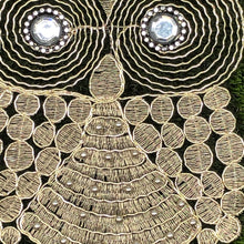 Load image into Gallery viewer, Large Owl Gold Thread on a Black Lace Backing Applique Patch