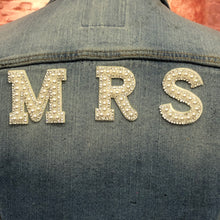 Load image into Gallery viewer, Bride Wedding Letters Pearl and Diamante Iron on letters Wifey Bride
