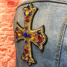 Load image into Gallery viewer, Cross Embellished with Rhinestones and Crystals Applique Patch
