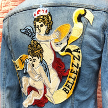 Load image into Gallery viewer, Very large Tapestry Angel Cherub & Crown Embroidered L' amore Applique Patch
