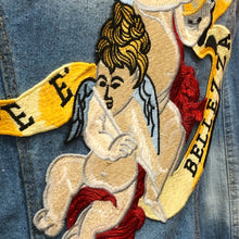 Load image into Gallery viewer, Very large Tapestry Angel Cherub & Crown Embroidered L' amore Applique Patch