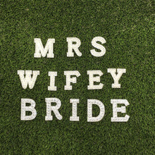 Load image into Gallery viewer, Bride Wedding Letters Pearl and Diamante Iron on letters Wifey Bride