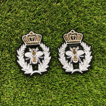 Load image into Gallery viewer, 2 Handmade 3D Grey and Gold Bee Iron on Patch