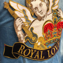 Load image into Gallery viewer, Very large Flute Playing Cherub Embroidered Royal Love Applique Tapestry Patch