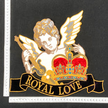 Load image into Gallery viewer, Very large Flute Playing Cherub Embroidered Royal Love Applique Tapestry Patch