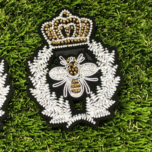 Load image into Gallery viewer, 2 Handmade 3D Grey and Gold Bee Iron on Patch