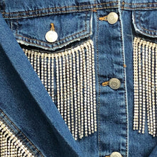 Load image into Gallery viewer, Crystal Fringe Denim Jacket Oversized