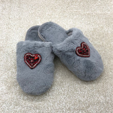 Load image into Gallery viewer, Women's Fluffy Slippers With Sparkly Cute Hearts