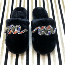 Load image into Gallery viewer, Women's Fluffy Slippers With Sparkly Embellished Snake