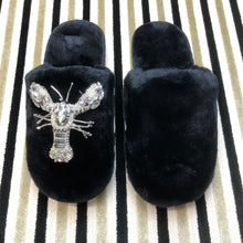 Load image into Gallery viewer, Women's Fluffy Slippers With Sparkly Embellished Lobster