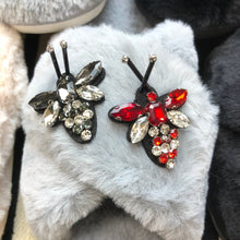 Load image into Gallery viewer, Women's Fluffy Slippers With Sparkly Embellished 2 little Bees