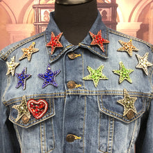 Load image into Gallery viewer, Sequin 2 Piece Crystal Stars Applique Patch