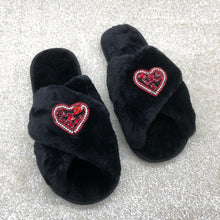 Load image into Gallery viewer, Women's Fluffy Slippers With Sparkly Cute Hearts