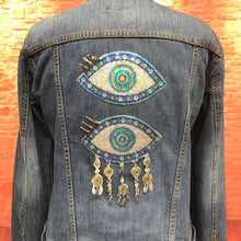 Load image into Gallery viewer, Evil Eye  Sequin Love Heart Blue Applique Patch