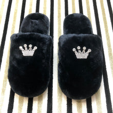 Load image into Gallery viewer, Women's Fluffy Slippers With Sparkly Embellished Crown