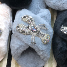 Load image into Gallery viewer, Women's Fluffy Slippers With Sparkly Embellished Lobster