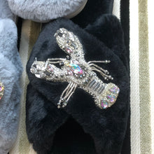 Load image into Gallery viewer, Women's Fluffy Slippers With Sparkly Embellished Lobster