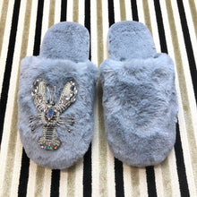 Load image into Gallery viewer, Women's Fluffy Slippers With Sparkly Embellished Lobster
