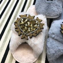 Load image into Gallery viewer, Women's Fluffy Slippers With Sparkly Embellished Crystal Heart