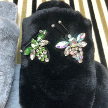 Load image into Gallery viewer, Women's Fluffy Slippers With Sparkly Embellished 2 little Bees