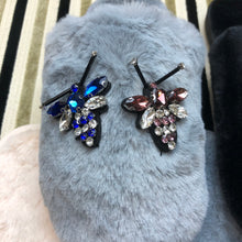 Load image into Gallery viewer, Women's Fluffy Slippers With Sparkly Embellished 2 little Bees