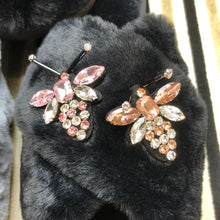 Load image into Gallery viewer, Women's Fluffy Slippers With Sparkly Embellished 2 little Bees