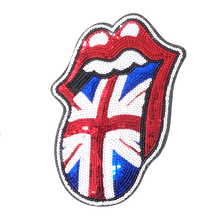 Load image into Gallery viewer, Iron On Sequin Tongue Applique Patch