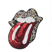 Load image into Gallery viewer, Iron On Sequin Tongue Applique Patch