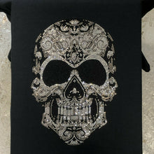 Load image into Gallery viewer, Skull Rhinestone T-Shirt in Black & Silver