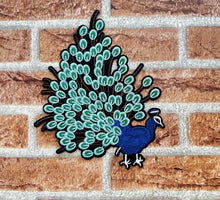 Load image into Gallery viewer, Blue Embroidered Peacock Applique Patch