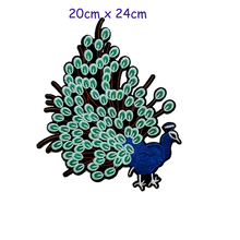 Load image into Gallery viewer, Blue Embroidered Peacock Applique Patch
