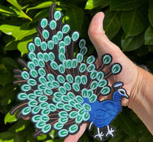 Load image into Gallery viewer, Blue Embroidered Peacock Applique Patch