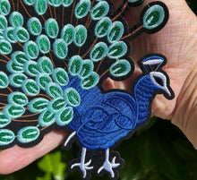 Load image into Gallery viewer, Blue Embroidered Peacock Applique Patch