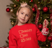 Load image into Gallery viewer, Christmas Glitter Iron On Transfer Naughty or Nice
