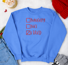 Load image into Gallery viewer, Christmas Glitter Naughty or Nice Iron on Transfer