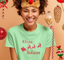Load image into Gallery viewer, Christmas Personalised Believe Glitter Iron On Transfer