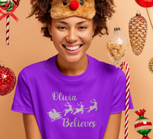 Load image into Gallery viewer, Christmas Personalised Believe Glitter Iron On Transfer