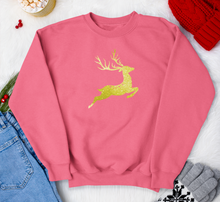 Load image into Gallery viewer, Christmas Reindeer Glitter Iron On Transfer
