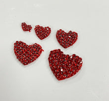 Load image into Gallery viewer, Red Crystal Beaded Heart Applique Patch 5 Piece Set