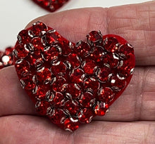 Load image into Gallery viewer, Red Crystal Beaded Heart Applique Patch 5 Piece Set