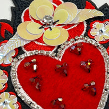 Load image into Gallery viewer, Heart  Shaped Embroidery & Rhinestone  Applique Patch