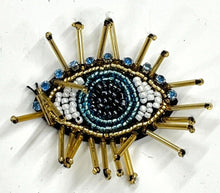 Load image into Gallery viewer, Beaded Evil Eye With Lashes Embellished Appliqué Patches
