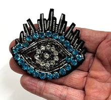 Load image into Gallery viewer, Evil Eye  Crystal Embellished Appliqué Patch