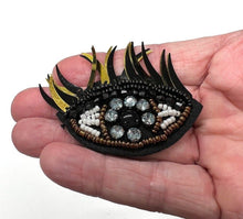 Load image into Gallery viewer, Small Black Evil Eye Crystal Embellished Appliqué Patch