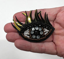 Load image into Gallery viewer, Small Black Evil Eye Crystal Embellished Appliqué Patch