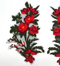 Load image into Gallery viewer, 2 x Large Embroidered Roses On A Lace Backing Flower Patch Appliqué