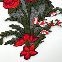 Load image into Gallery viewer, 2 x Large Embroidered Roses On A Lace Backing Flower Patch Appliqué